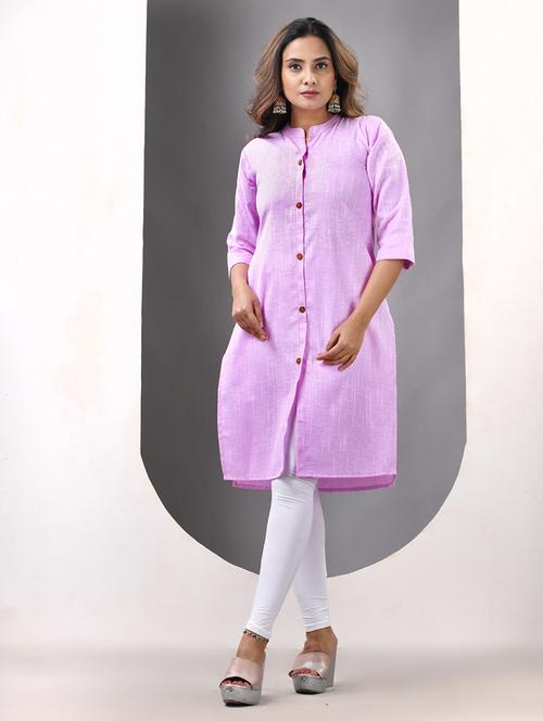 women solid three quarter sleeve straight kurta - 21844405 - Standard Image - 0