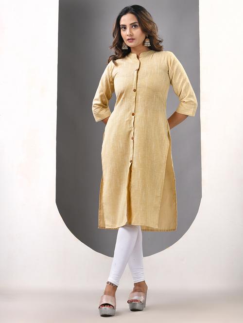 women self design three quarter sleeve straight kurta - 21844407 - Standard Image - 0