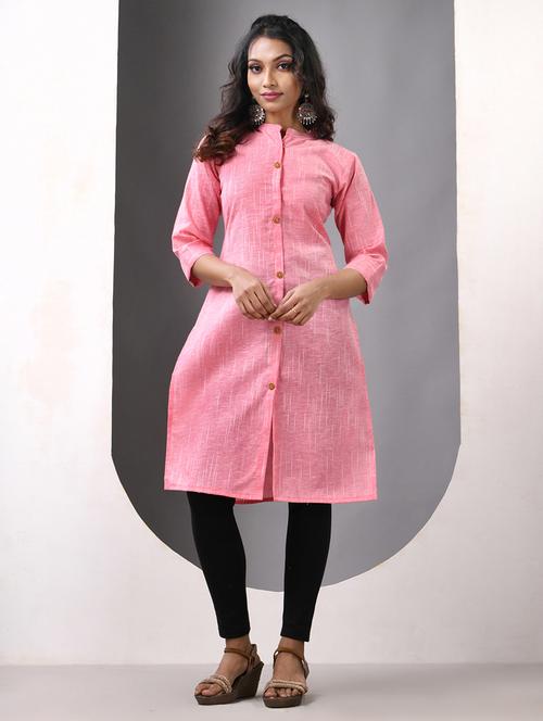 women self design three quarter sleeve straight kurta - 21844409 -  Standard Image - 0