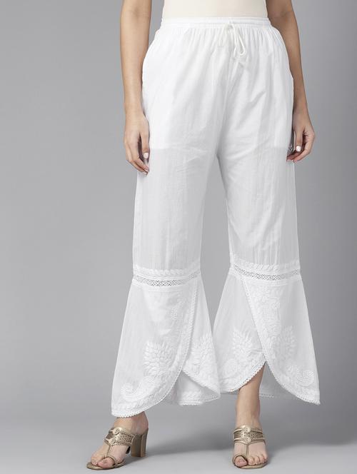 women embroidered mid rise palazzo - 21844424 -  Standard Image - 0