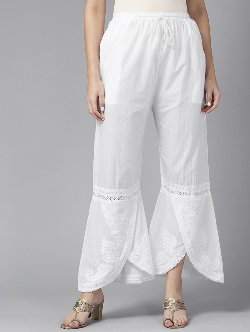 women embroidered mid rise palazzo - 21844424 -  Zoom Image - 0