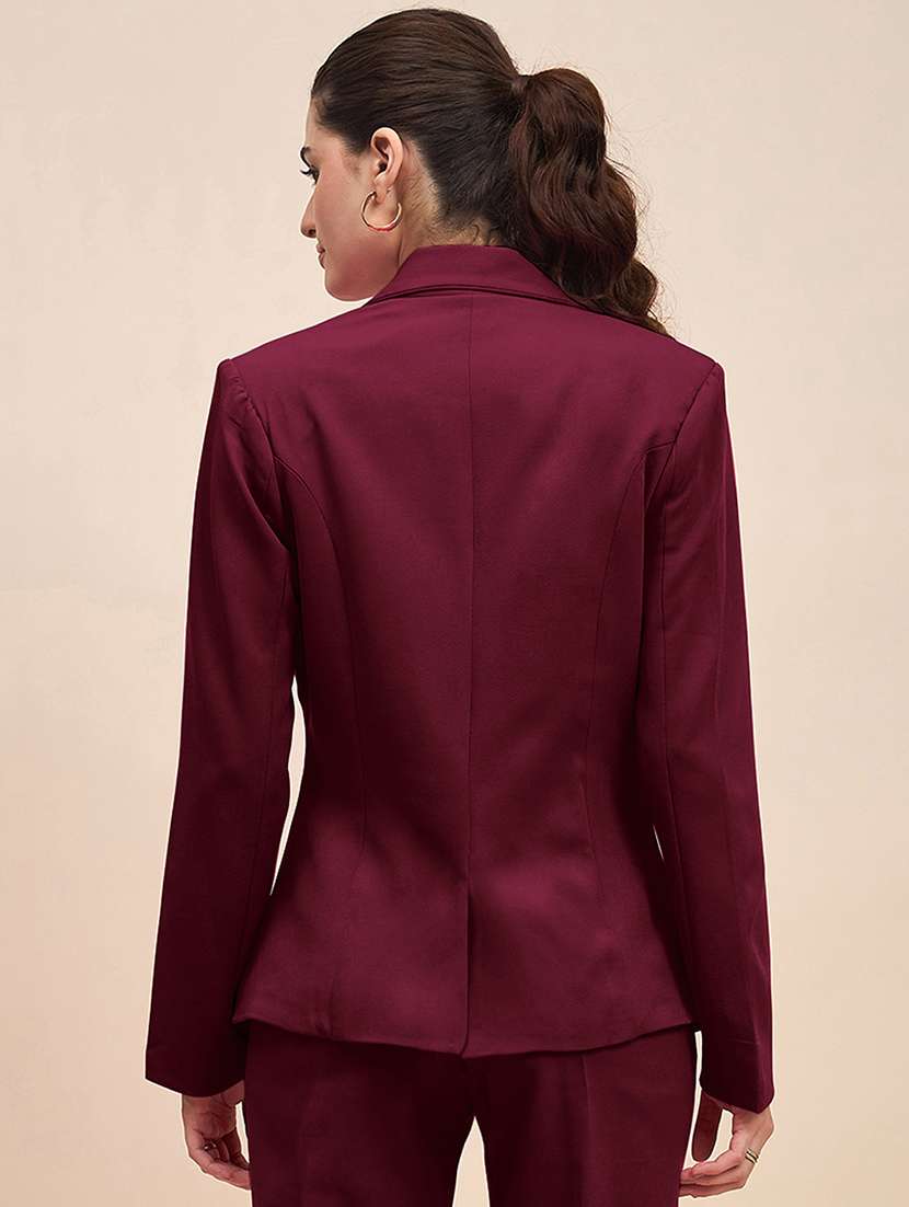 women solid long sleeves single breasted blazer - 21844469 -  Standard Image - 2