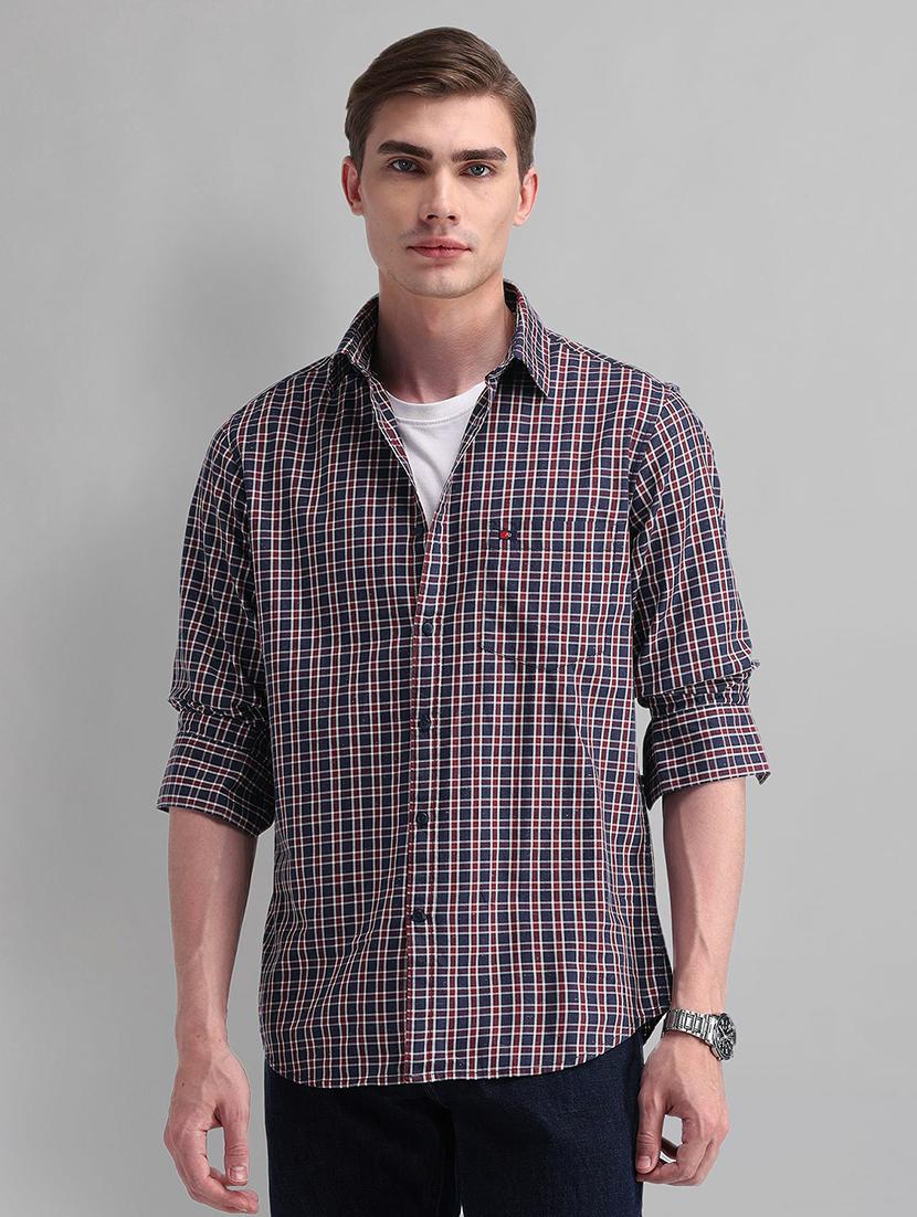 men checkered long sleeve slim fit casual shirt - 21844502 -  Zoom Image - 0