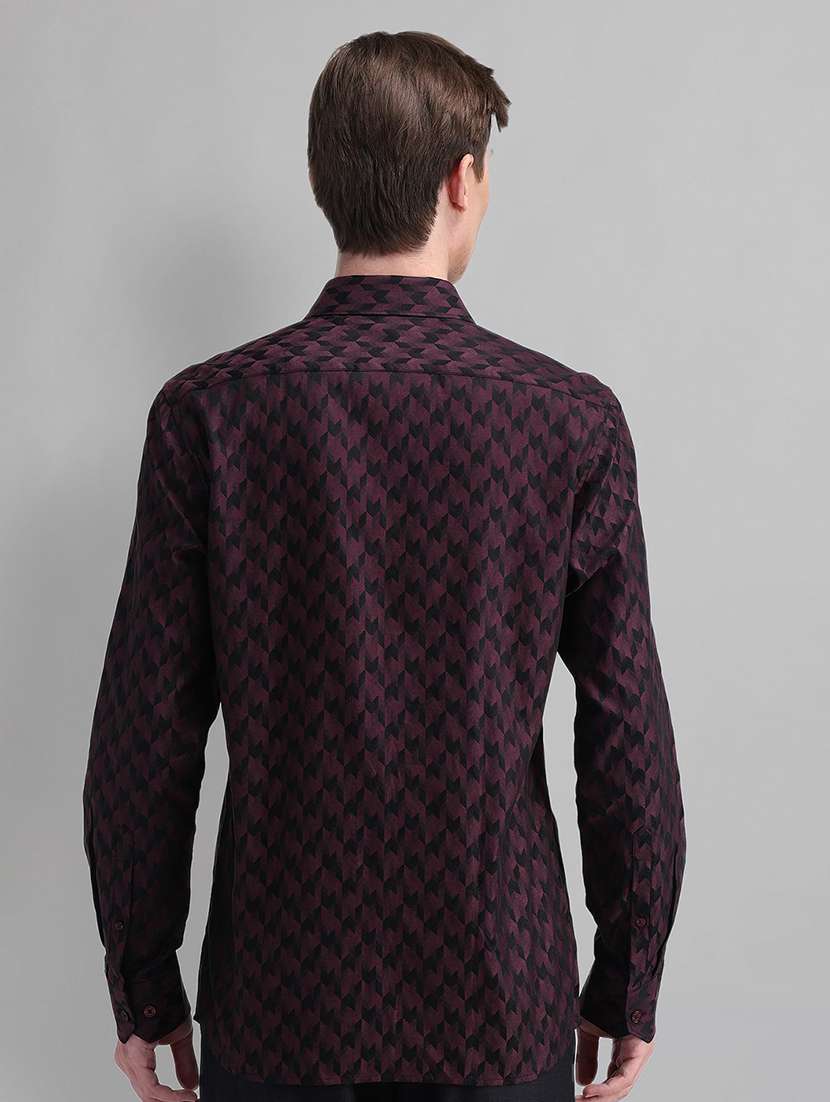 men geometric long sleeve slim fit formal shirt - 21844504 -  Standard Image - 2