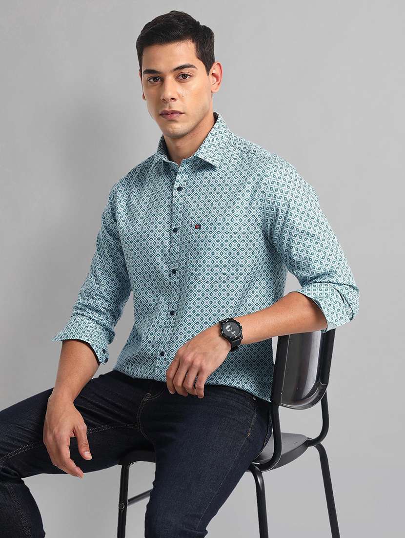 men printed long sleeve slim fit casual shirt - 21844514 -  Standard Image - 2