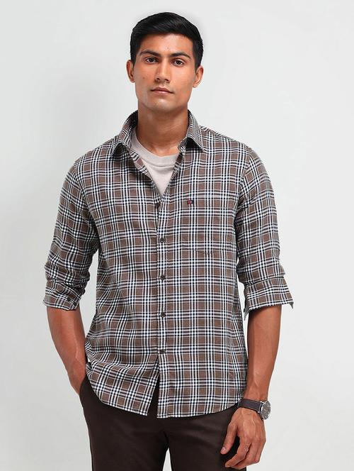 men checkered long sleeve slim fit casual shirt - 21844525 - Standard Image - 0