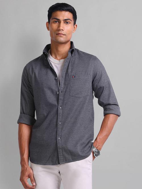 men solid long sleeve slim fit casual shirt - 21844528 -  Standard Image - 0