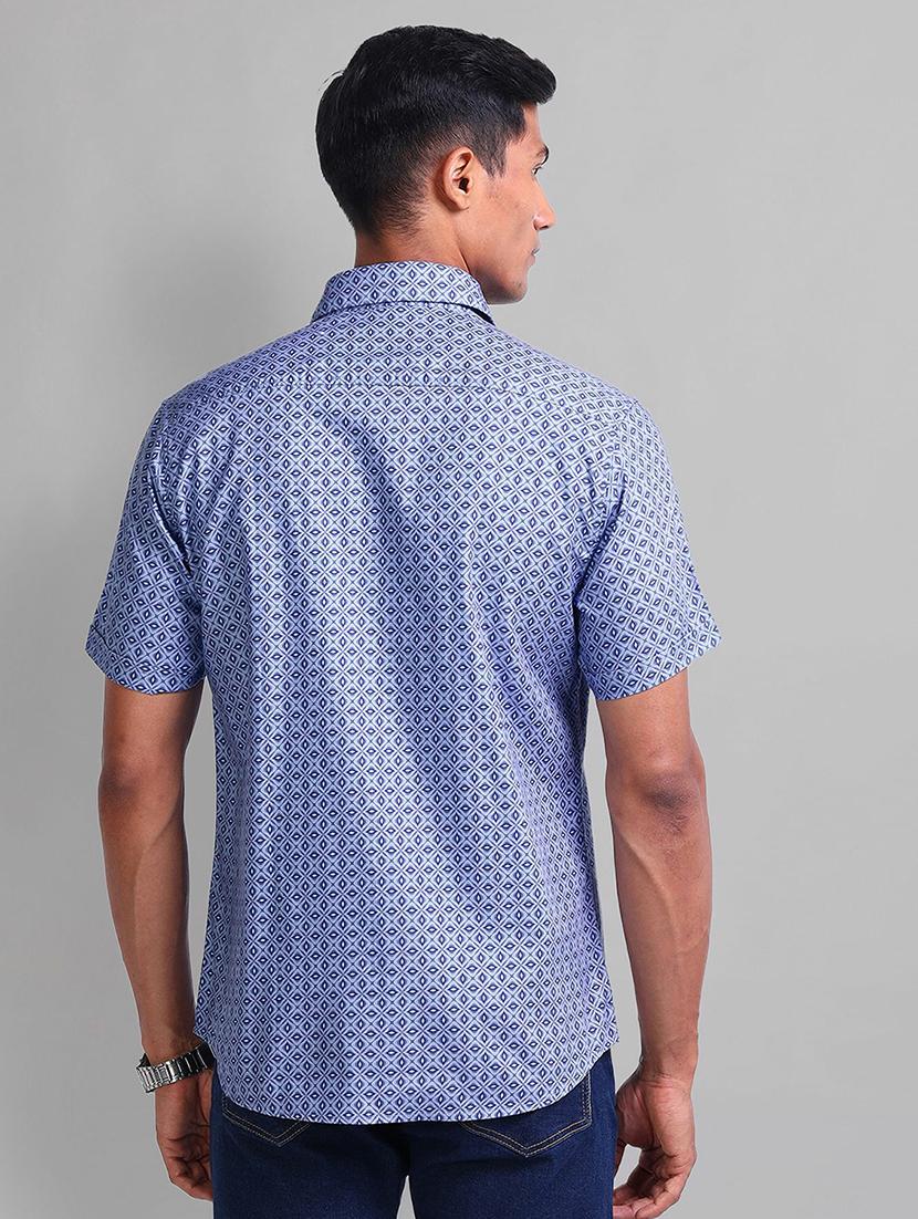 men printed short sleeve slim fit casual shirt - 21844529 - Standard Image - 2