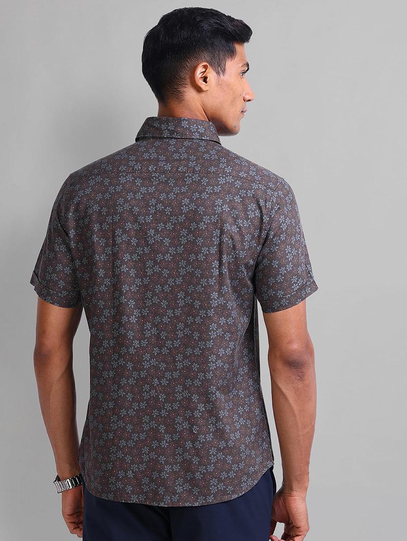 men floral printed short sleeve slim fit casual shirt - 21844531 - Standard Image - 2