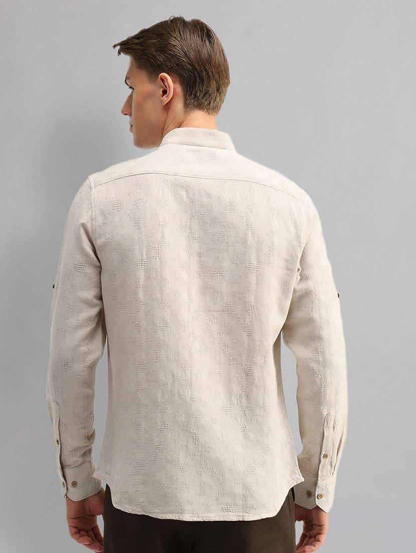 men self design long sleeve slim fit casual shirt - 21844540 -  Standard Image - 2