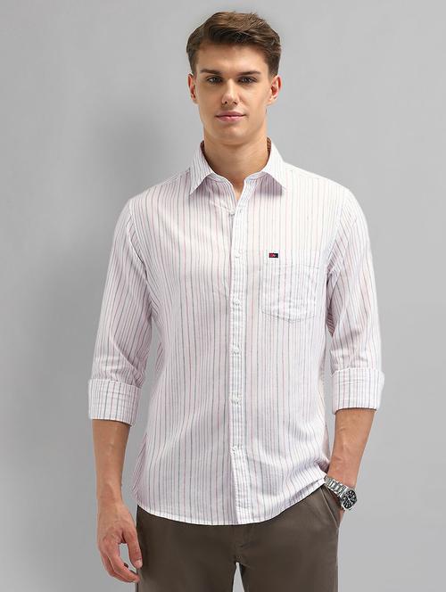 men striped long sleeve slim fit casual shirt - 21844555 - Standard Image - 0