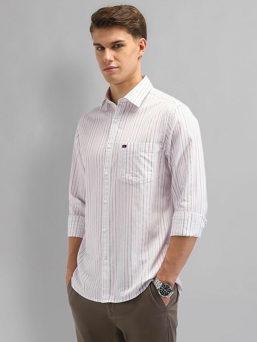 men striped long sleeve slim fit casual shirt - 21844555 - Standard Image - 2
