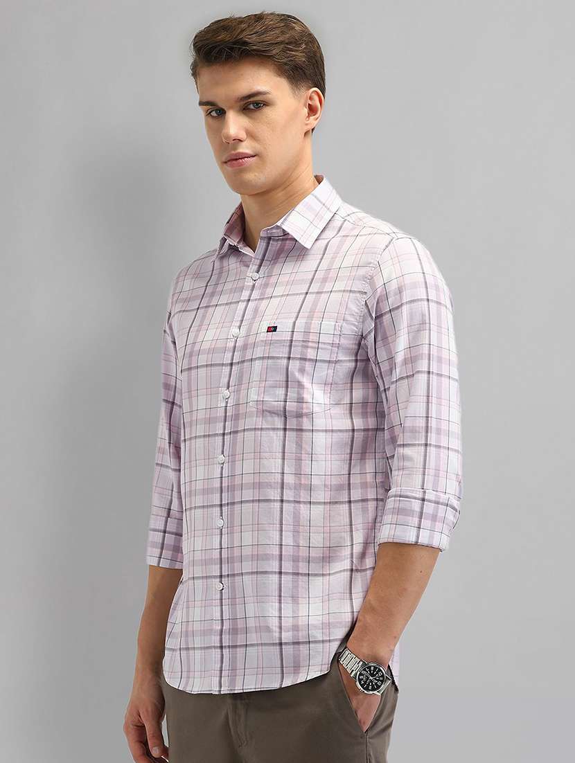 men checkered long sleeve slim fit casual shirt - 21844558 - Standard Image - 2