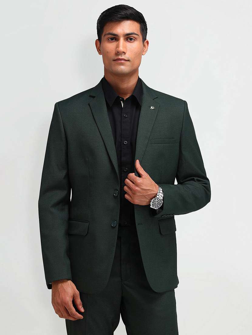 men solid long sleeve single breasted suit