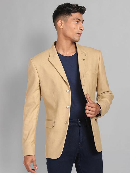 men lapel collar single breasted formal blazer - 21844679 - Standard Image - 0