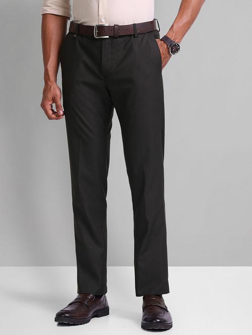 men brown mid rise flat front formal trouser - 21844782 - Standard Image - 0