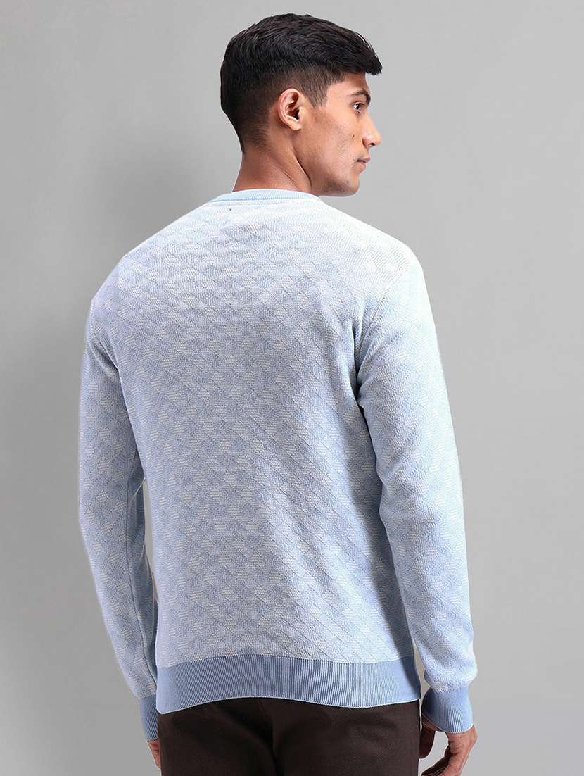 men light blue checked long sleeve regular fit pullover - 21844810 -  Standard Image - 2