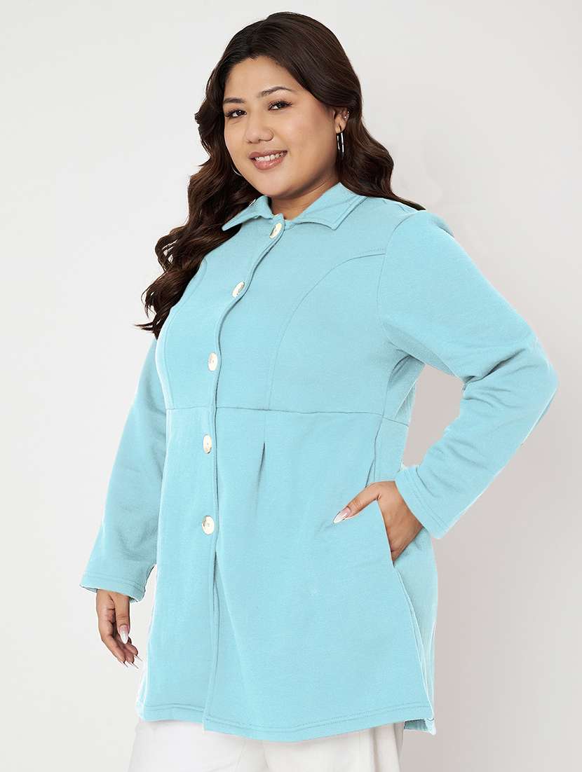 women plus size solid long sleeves trench coat - 21844849 -  Standard Image - 2