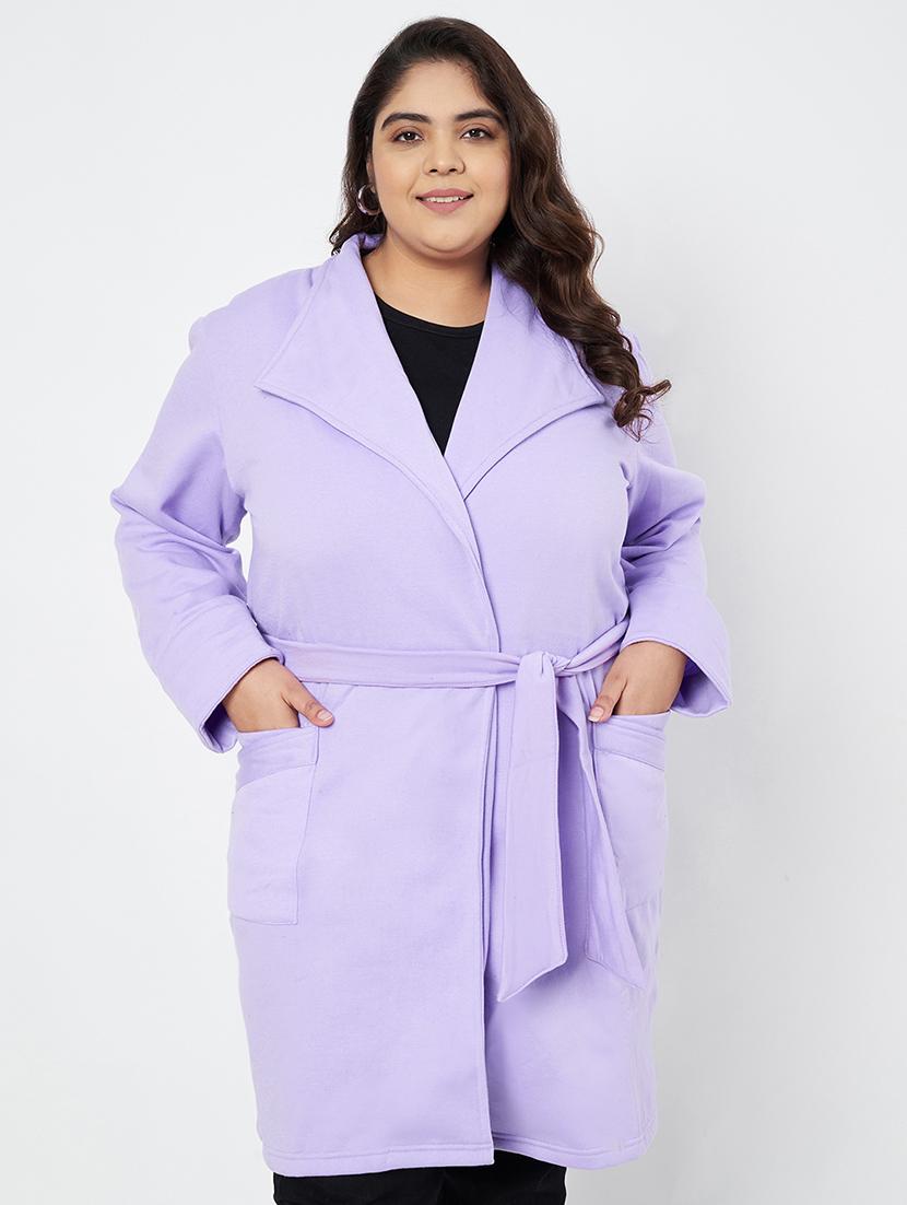 women plus size solid long sleeves trench coat - 21844850 -  Zoom Image - 0