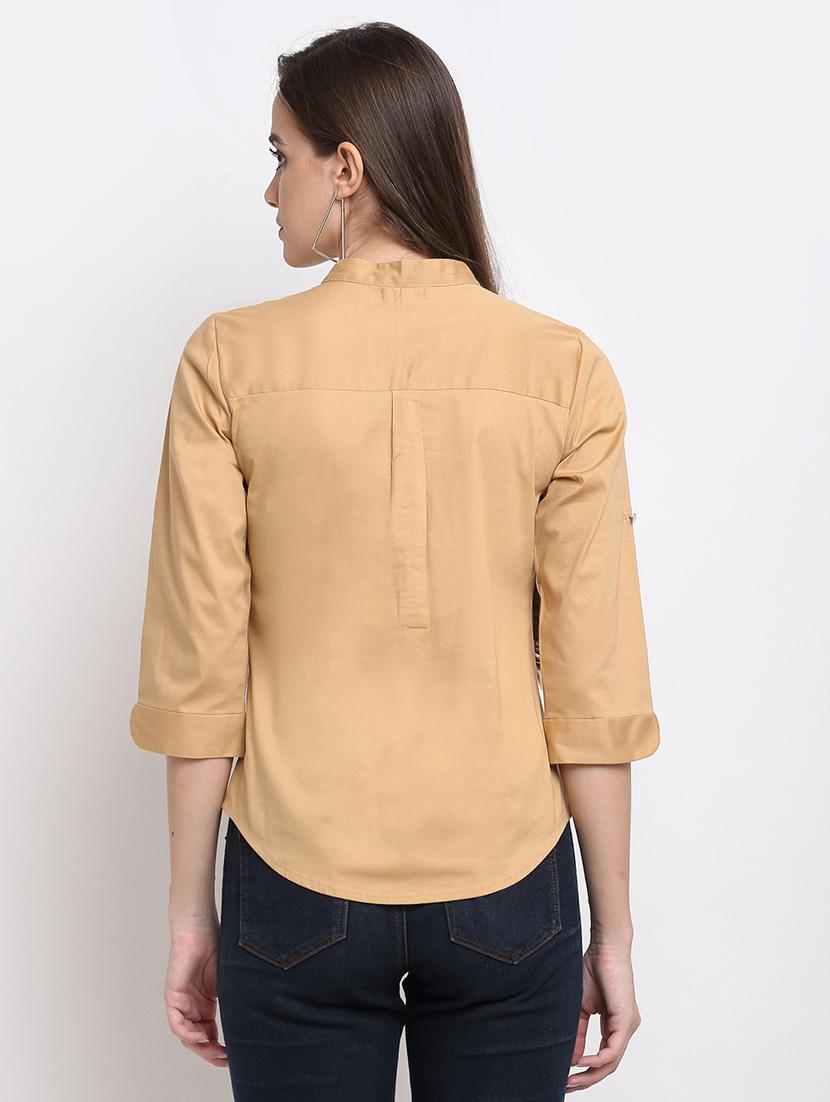 women solid roll-up sleeves regular top - 21844851 - Standard Image - 2