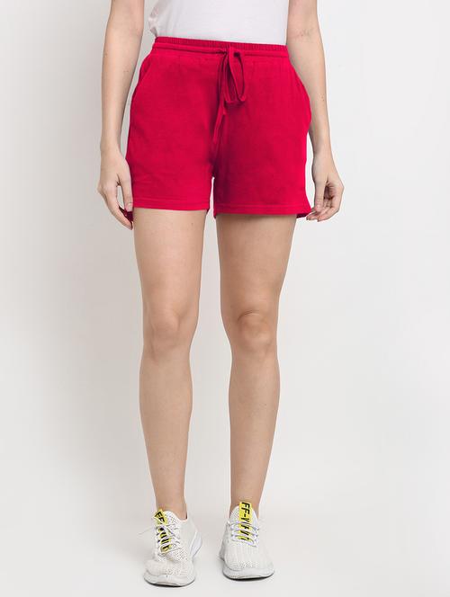 women solid high rise shorts - 21844863 - Standard Image - 0