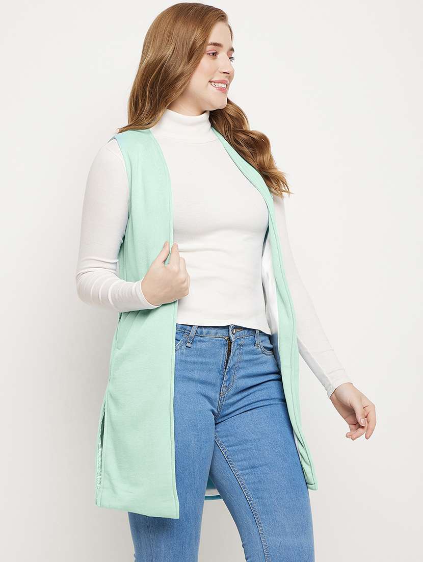 women solid sleeveless regular shrug - 21844872 - Standard Image - 2
