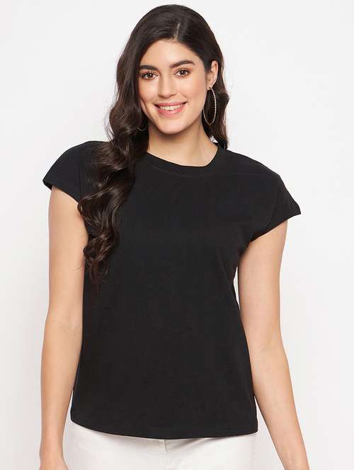women solid short sleeves regular fit t-shirt - 21844895 - Standard Image - 0