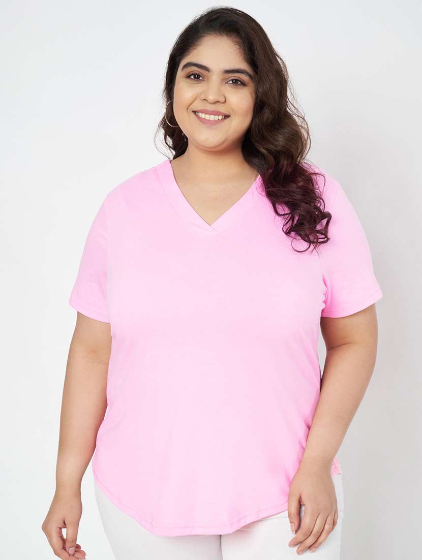 women plus size solid short sleeves t-shirt