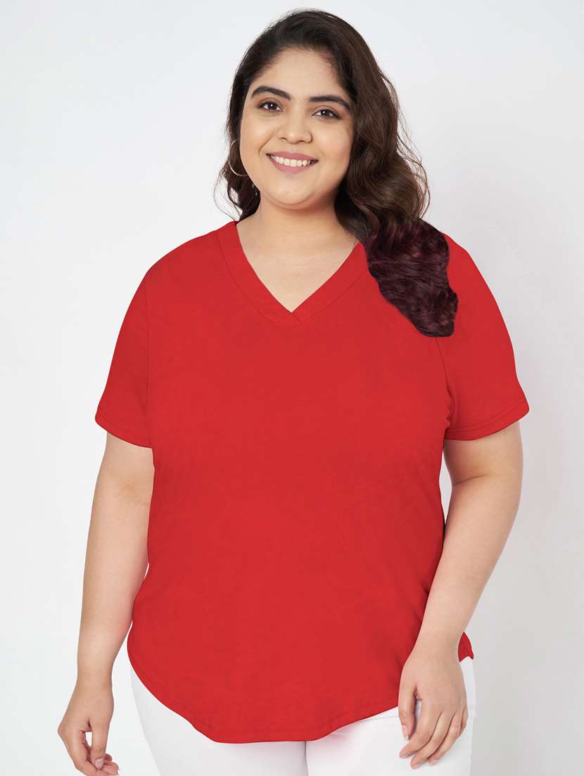women plus size solid short sleeves t-shirt