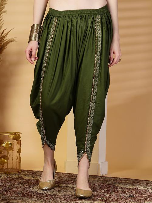 women solid mid rise embellished dhoti salwar - 21844924 -  Standard Image - 0