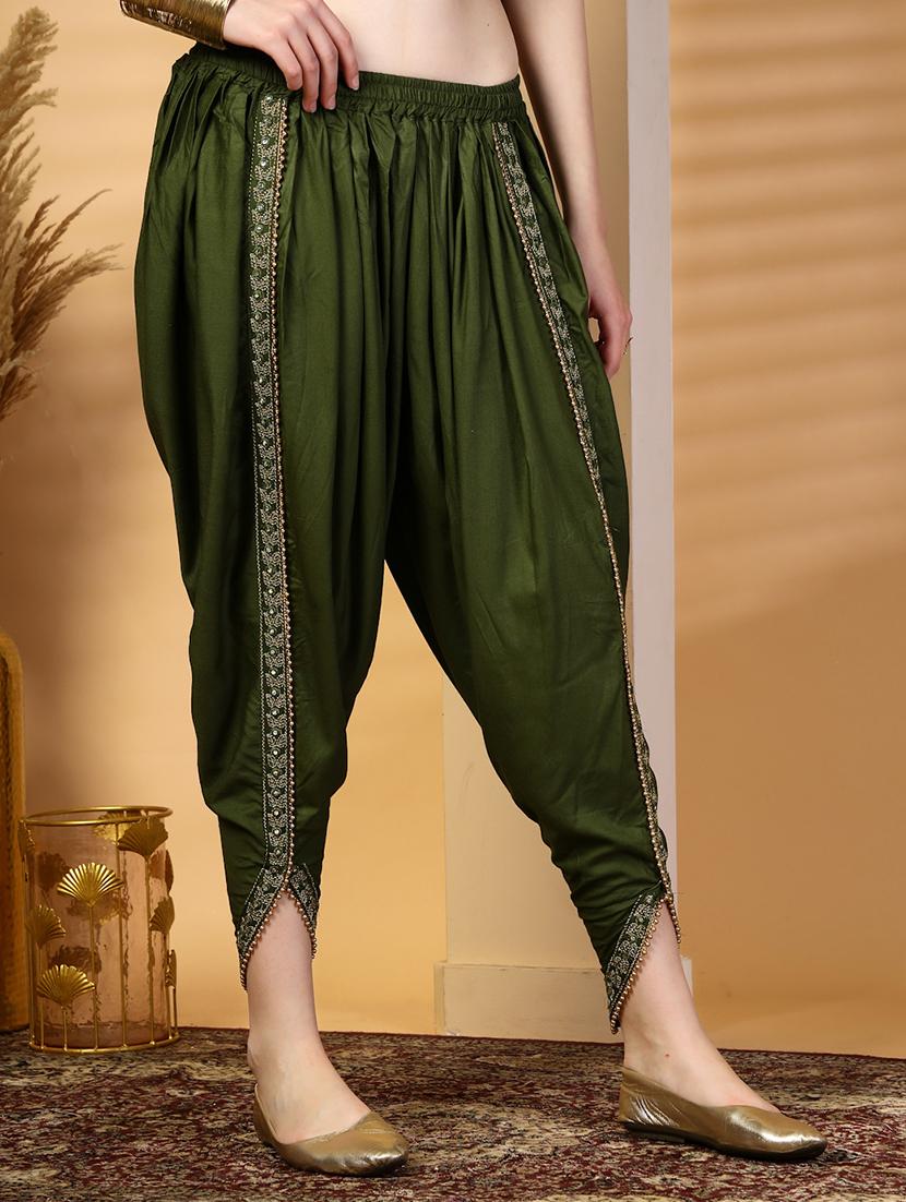 women solid mid rise embellished dhoti salwar - 21844924 - Standard Image - 2