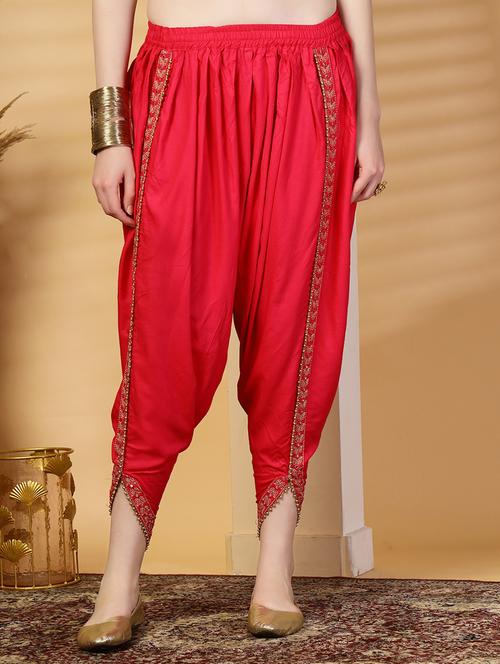 women solid mid rise embellished dhoti salwar - 21844926 -  Standard Image - 0