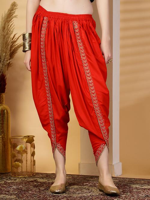 women solid mid rise embellished dhoti salwar - 21844927 - Standard Image - 0
