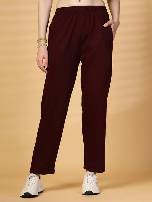 women solid mid rise regualr track pant - 21844970 -  Standard Image - 0