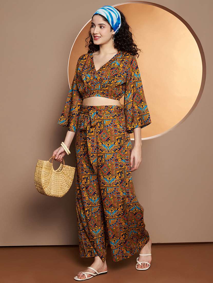 women printed top and palazzo co-ord set