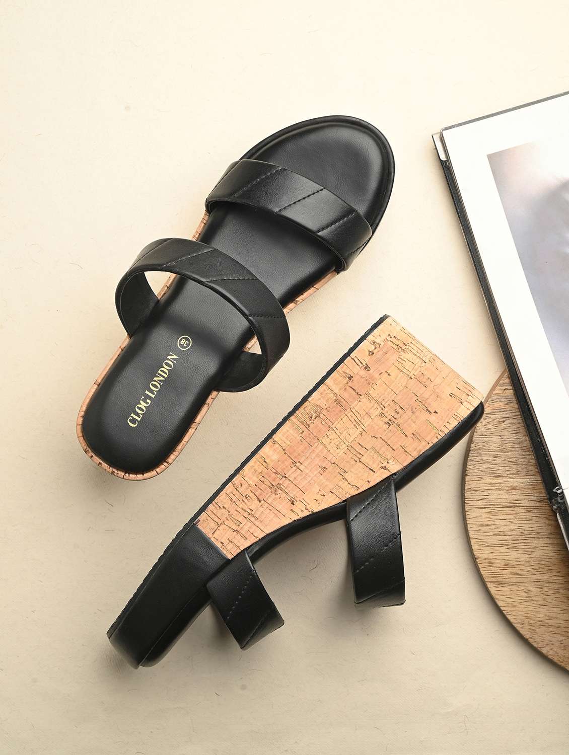 women black slip on wedge - 21845496 - Zoom Image - 0