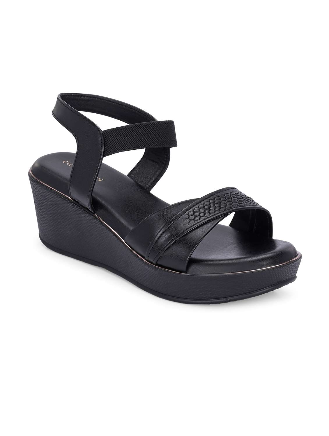 women black ankle strap wedge - 21845504 -  Standard Image - 2