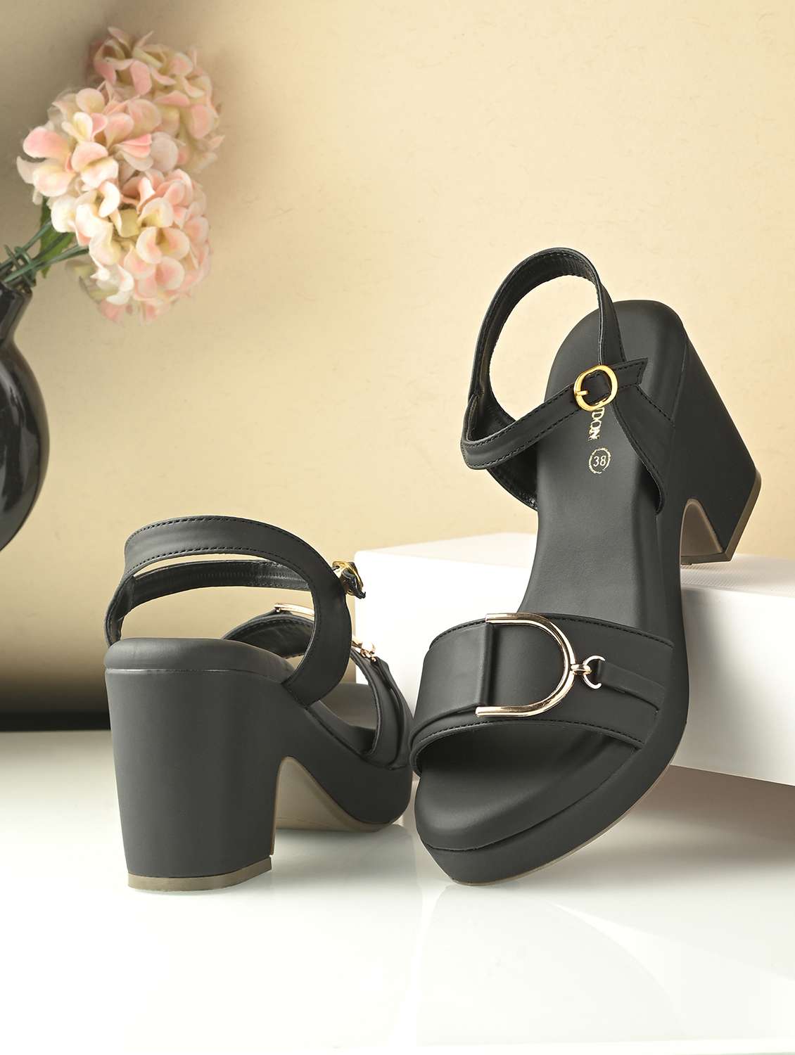 women black ankle strap sandal