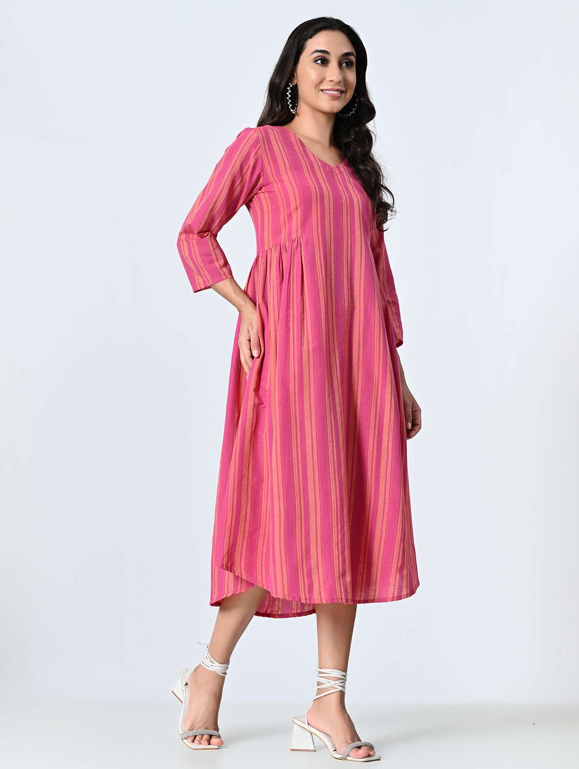 women self designed v-neck a-line dress - 21845546 -  Standard Image - 2