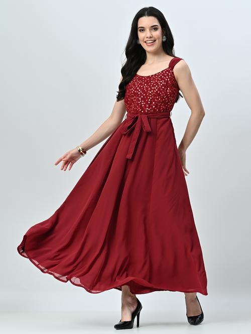 women embellished sleeveless fit & flared dress - 21845550 - Standard Image - 0