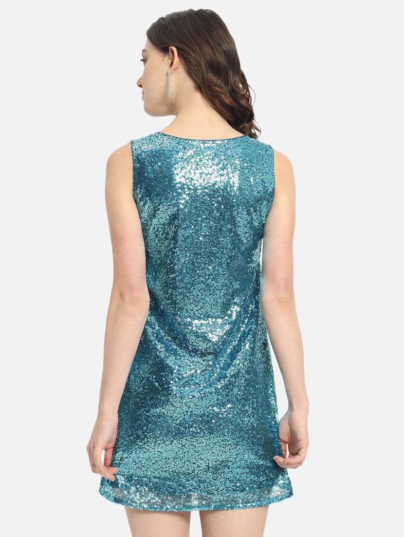 Women Sequined  Sleeveless Shift Dress