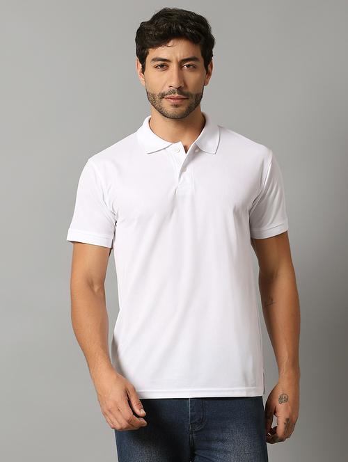 men white printed short sleeve polo t-shirt - 21845568 - Standard Image - 0
