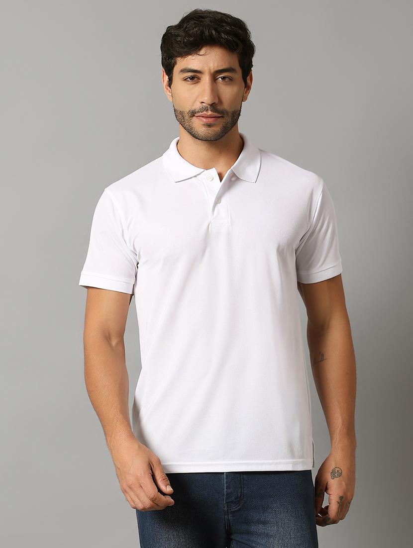 men white printed short sleeve polo t-shirt
