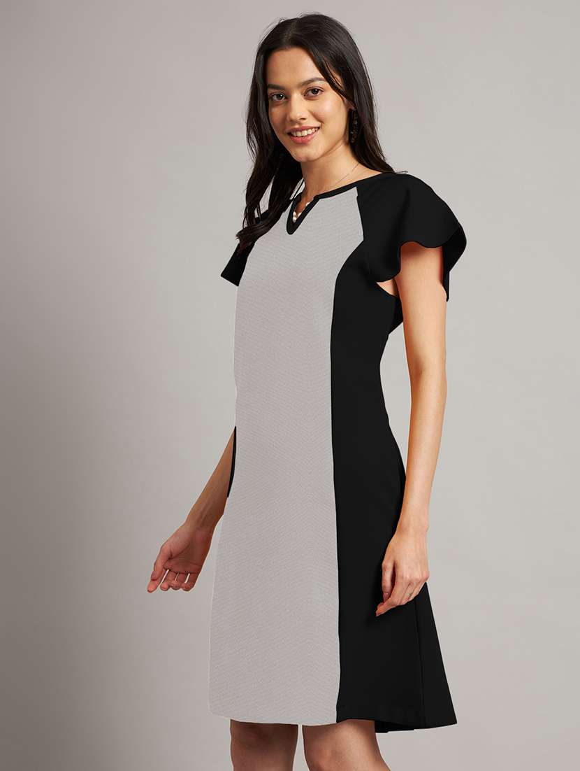 women color blocked short sleeve a-line dress - 21851371 -  Standard Image - 2