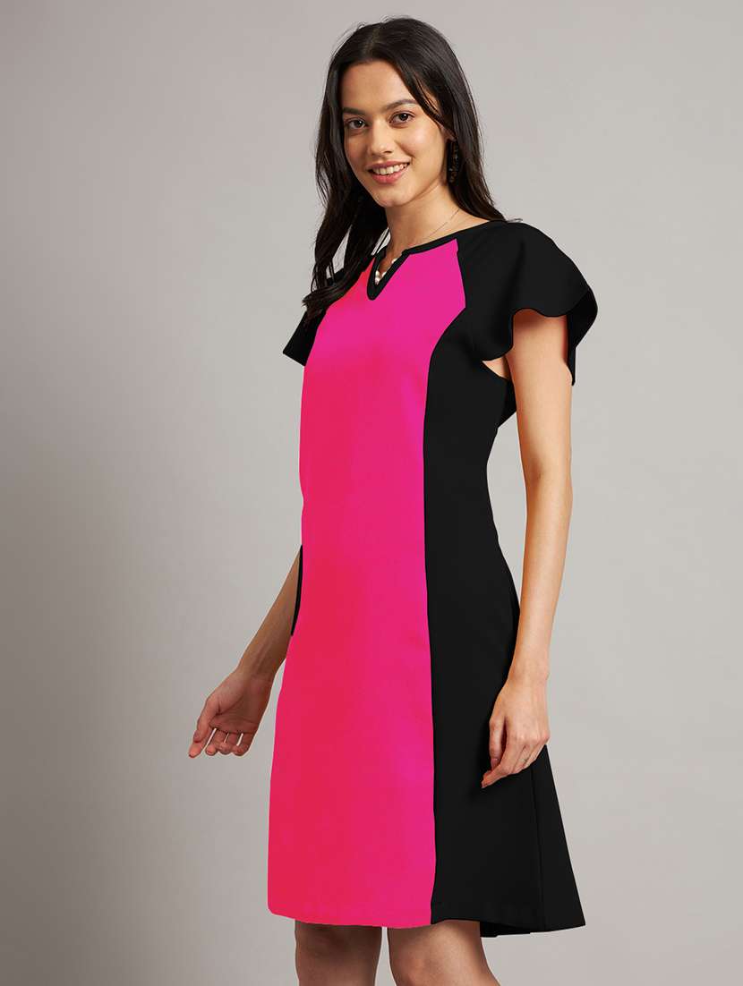 women color blocked short sleeve a-line dress - 21851372 -  Standard Image - 2