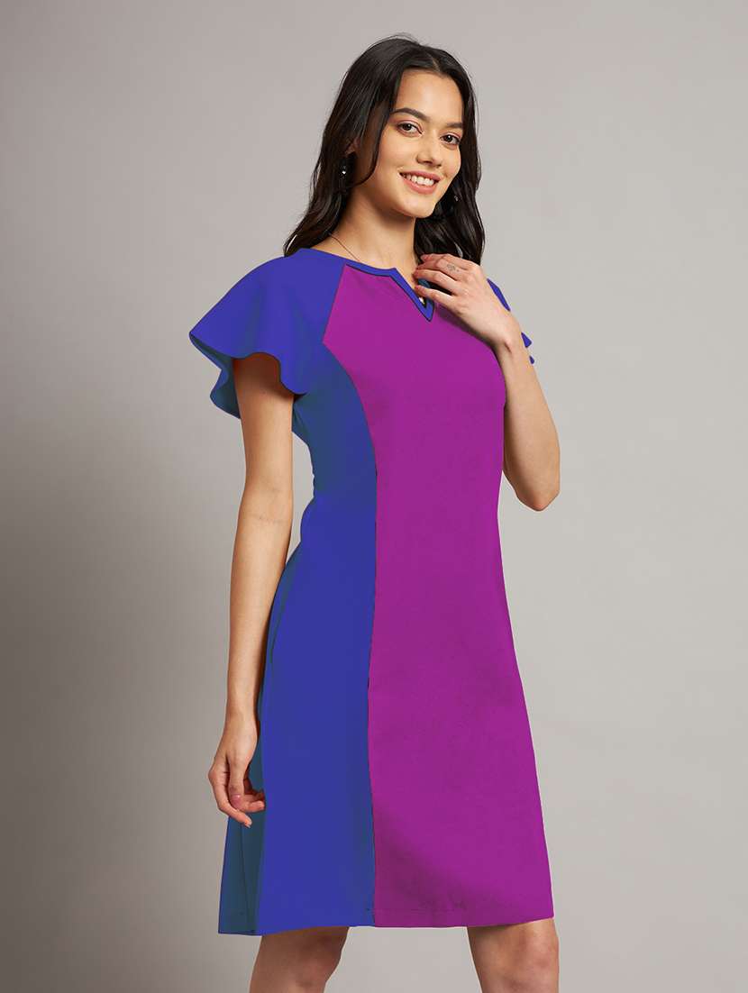 women color blocked short sleeve a-line dress - 21851389 -  Standard Image - 2