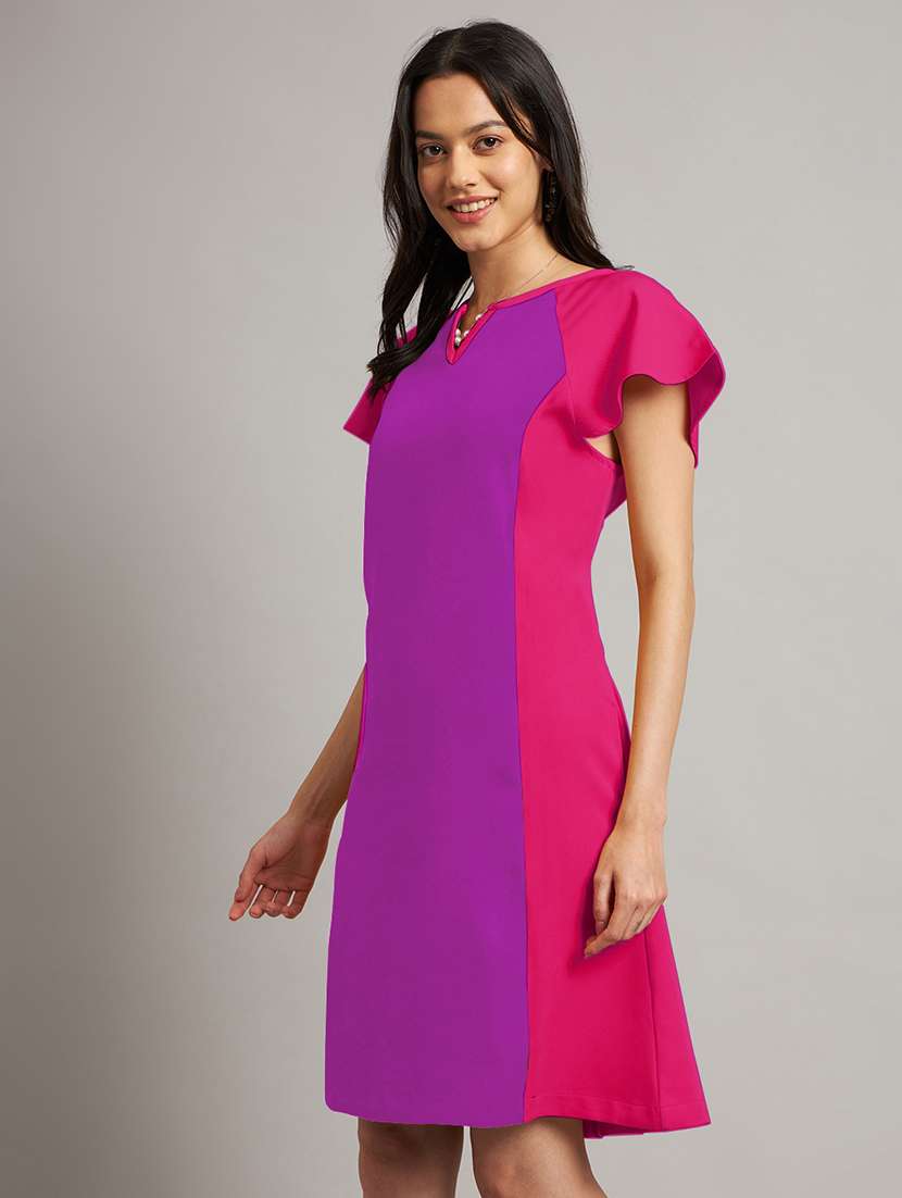 women color blocked short sleeve a-line dress - 21851391 -  Standard Image - 2