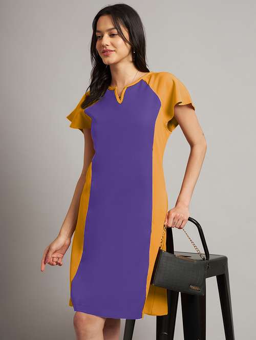 women color blocked short sleeve a-line dress - 21851395 -  Standard Image - 0
