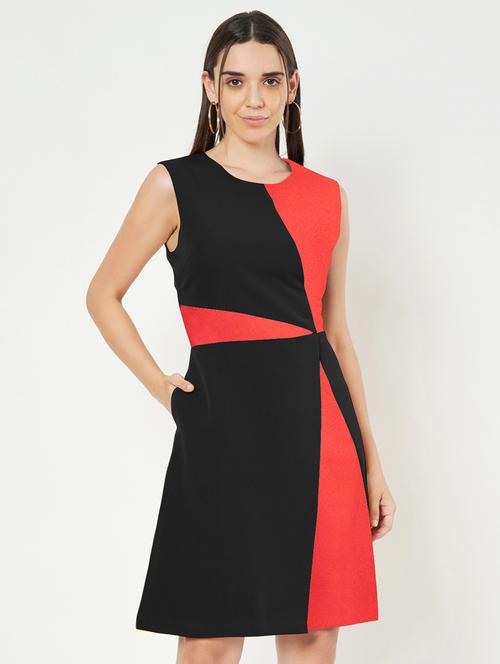 women color blocked sleeveless a-line dress - 21851401 - Standard Image - 0