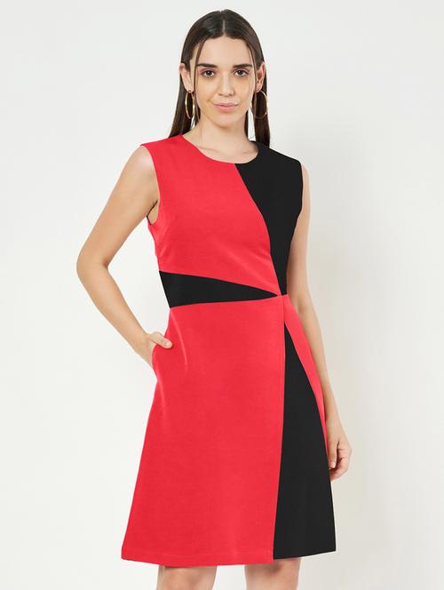 women color blocked sleeveless a-line dress - 21851419 -  Standard Image - 0